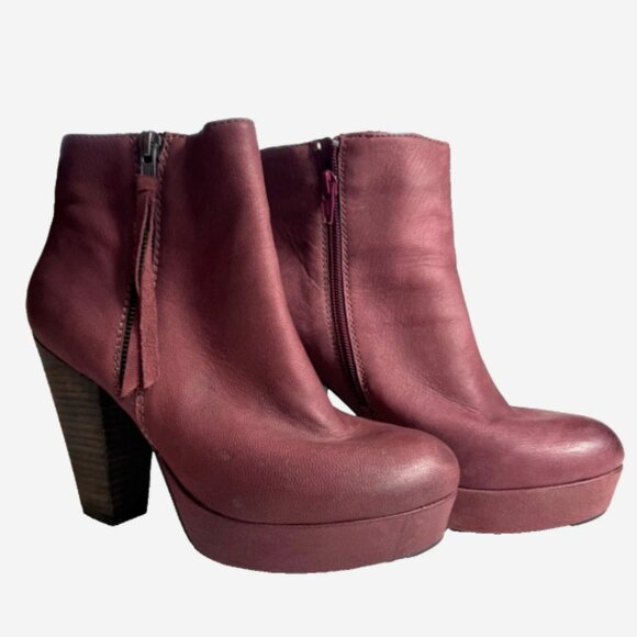 Steve Madden Reduxx Women’s Boots 10 Wine Red Leather Vintage Style Never Worn - Picture 1 of 16